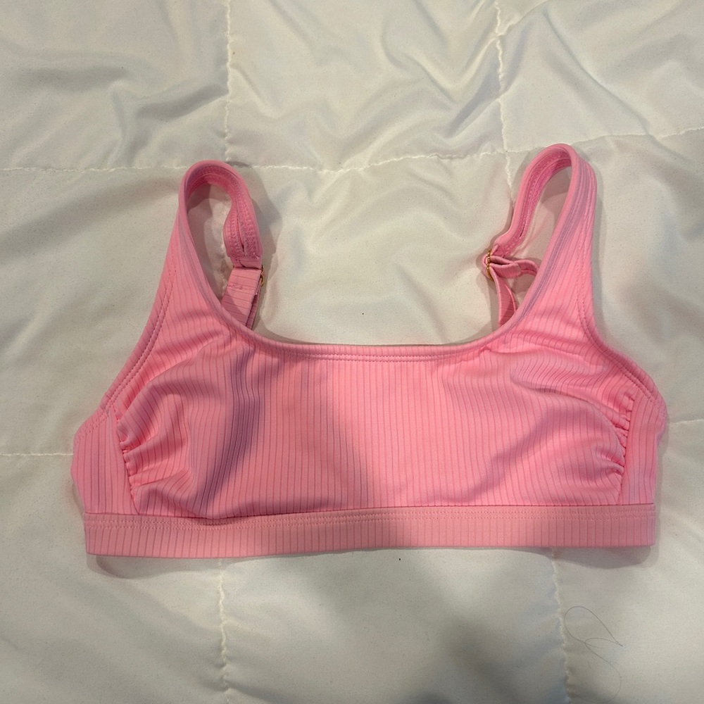 Xhilaration Target Pink Ribbed Textured Bikini Top With Square Neckline